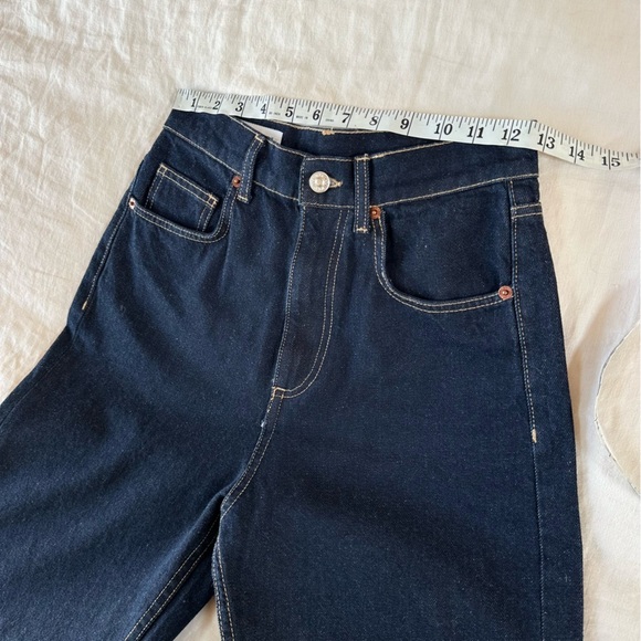 Zara Dark Wash Wide Leg Raw Hem Jeans Size 4 - Picture 6 of 8